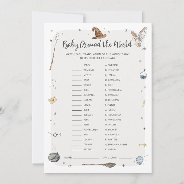 Invitation Wizard Baby shower Baby Around the World Game (Devant)