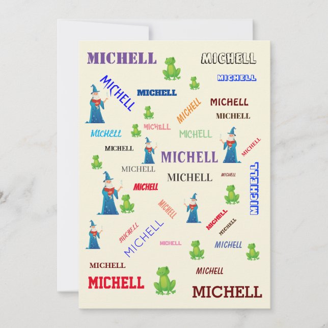 Invitation Wizard Frog Fairy Tale Mot Cloud Nom Collage (Devant)