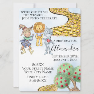Invitation Wizard of Oz Theme Cute Illustrated Story