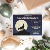 Wolf Howling à la Moon Midnight Blue Party