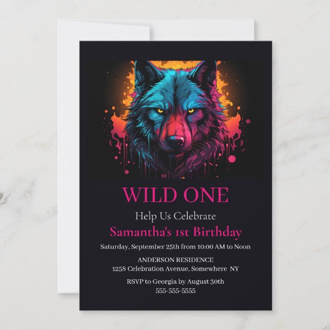 Invitation Wolf Wild Un Anniversaire (Devant)