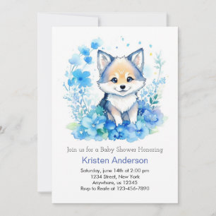 Invitation Wolf Woodland Blissant Watercolor Boy Baby shower