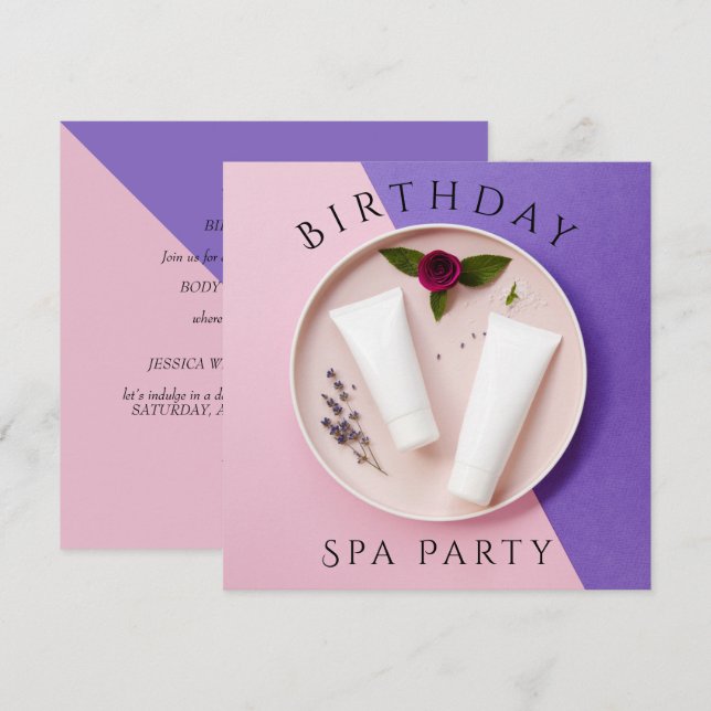 Invitation Womans Birthday Spa Day (Devant / Derrière)
