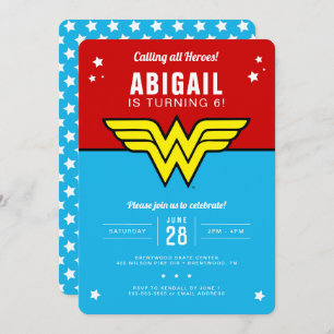 Invitation Wonder Woman - Classic Logo Stars Anniversaire