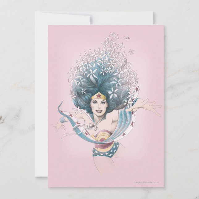 Invitation Wonder Woman et Fleurs (Devant)