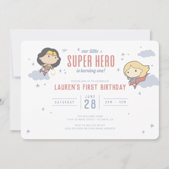 Invitation Wonder Woman & Supergirl | Anniversaire de Super H (Devant)