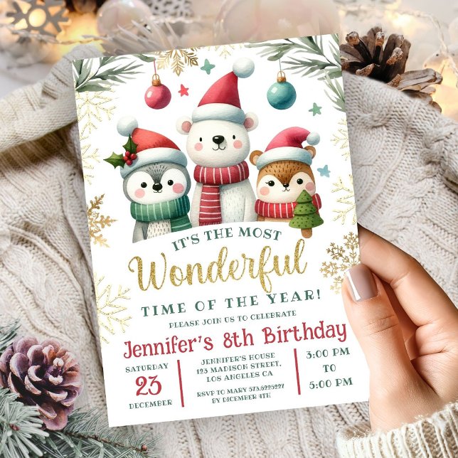 Invitation Wonderland Boho Snow Animaux 8e anniversaire (Créateur téléchargé)