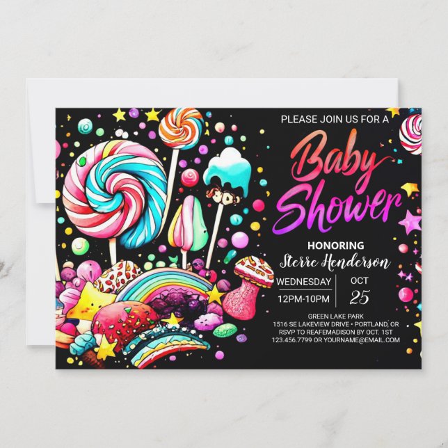 Invitation Wonderland Candy Baby shower (Devant)