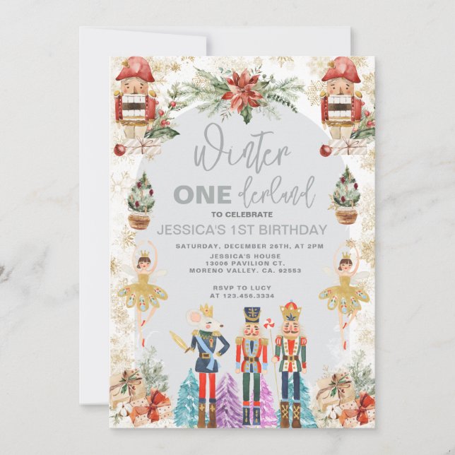 Invitation Wonderland Nutcracker Snowflake Anniversaire (Devant)