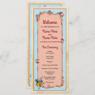 Invitation Wonderland Rabbit Floral Wedding Détails du progra