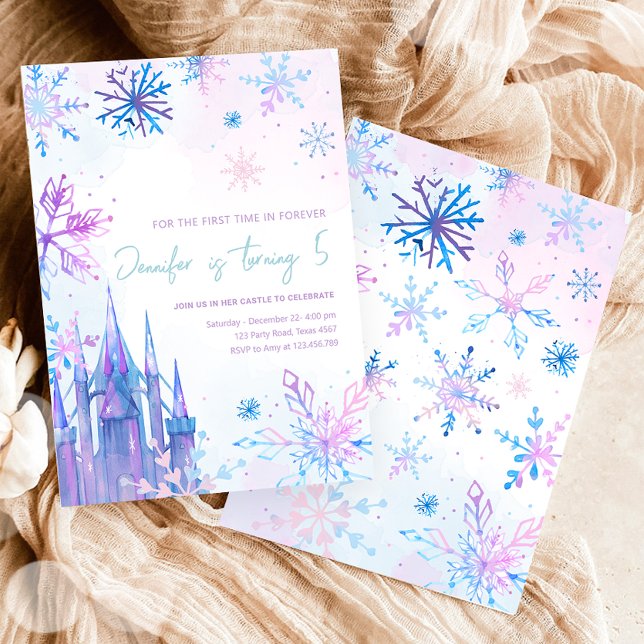 Invitation Wonderland Snowflakes Girl Neige Anniversaire (Créateur téléchargé)