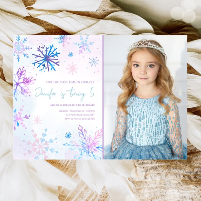 Invitation Wonderland Snowflakes Girl Neige Anniversaire (Créateur téléchargé)