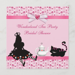 Invitation Wonderland Tea Party Flamants roses roses Fête de 