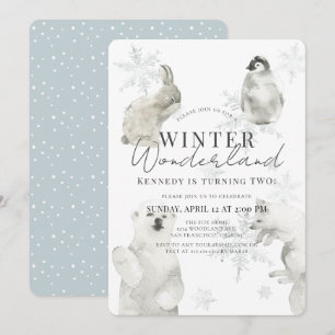 Invitation Wonderland Winter Arctic Animaux Boy Anniversaire