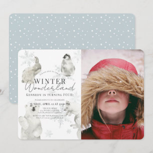 Invitation Wonderland Winter Arctic Animaux Boy Anniversaire