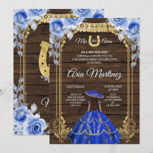 Invitation Wood Charro - Roses de la Marine Princess Mis Quin