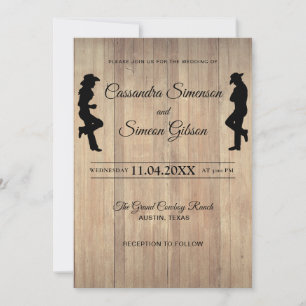 Invitation Wood Cowboy, Cowgirl Rustic Wedding Day