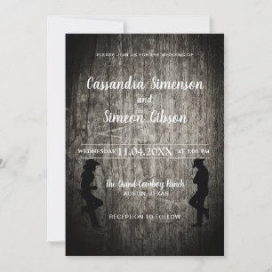 Invitation Wood Cowboy, Cowgirl Rustic Wedding Day