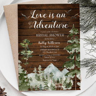 Invitation Wood Pine Tree Love est une aventure nuptiale douc