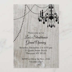 Invitation Wood Restaurant Grand Ouverture avec lustre