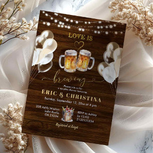 Invitation Wood Rustic Love est brasser Couples Douche