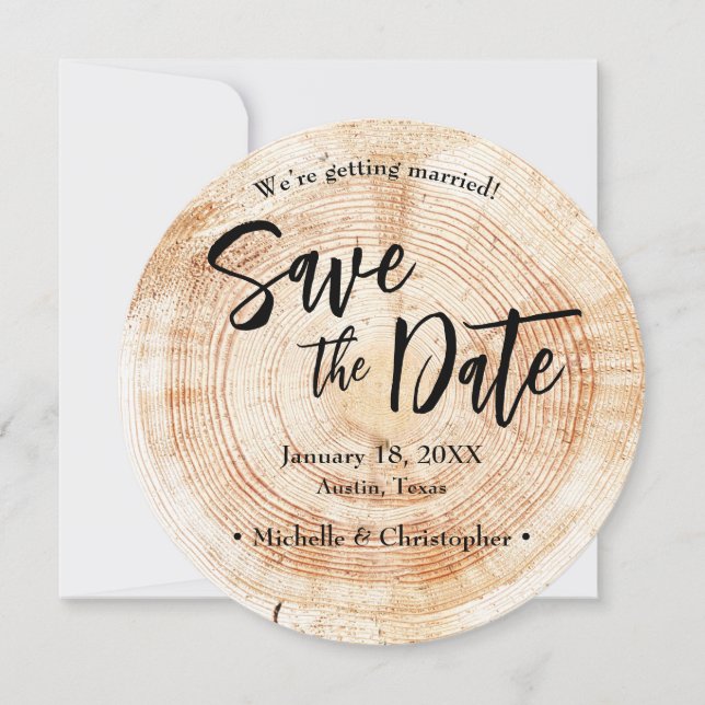 Invitation Wood Rustic Wedding Save the date with website (Devant)