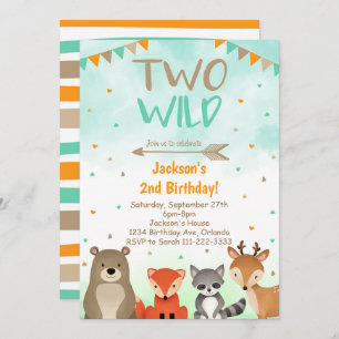 Invitation Woodland 2nd Birthday Invitation, Two Wild Invite