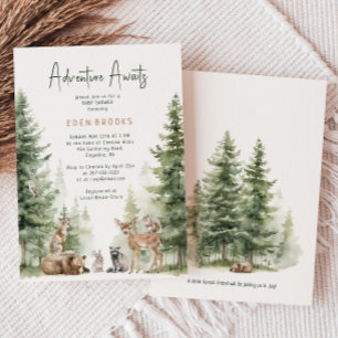 Invitation Woodland Animals Adventure Await Baby shower