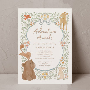 Invitation Woodland Animals Adventure Await Boy Baby shower