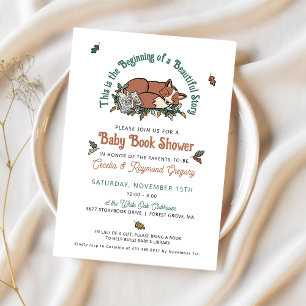 Invitation Woodland Animals Baby Book Douche