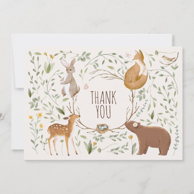 Invitation Woodland Animals Forest Friends Baby Shower (Dos)