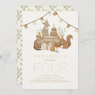 Invitation Woodland Animals Forest Party Anniversaire de enfa