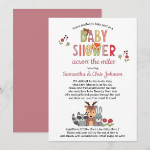 Invitation Woodland Animals Girl Baby shower par la poste