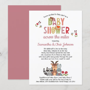 Invitation Woodland Animals Girl Baby shower par la poste