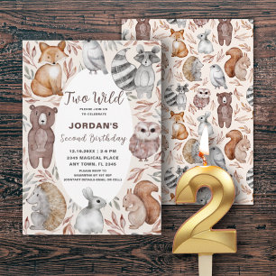 Invitation Woodland Animaux 2e fête d'anniversaire
