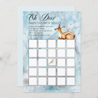 Woodland Animaux Winter Boy Baby shower Bingo Card