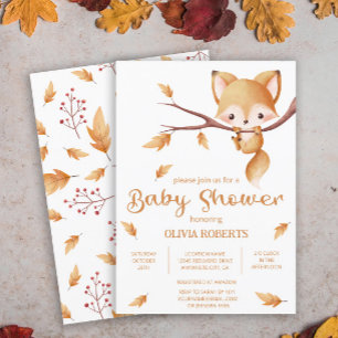 Invitation Woodland Autumn Baby Fox Baby shower
