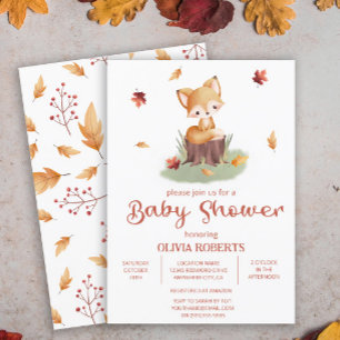 Invitation Woodland Autumn Baby Fox Baby shower