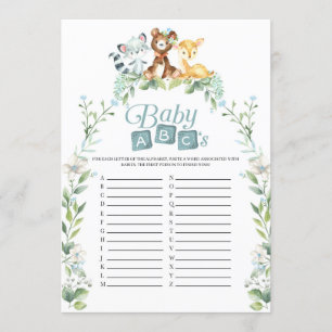 Invitation Woodland Baby shower Baby ABC's Game