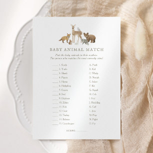 Invitation Woodland Baby shower Baby Animal Match Jeu