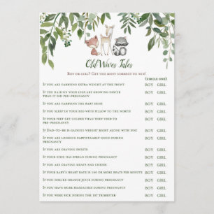Invitation Woodland Baby shower Old Wives Tale Game