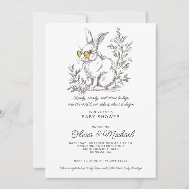 Invitation Woodland Bunny Baby Shower (Devant)