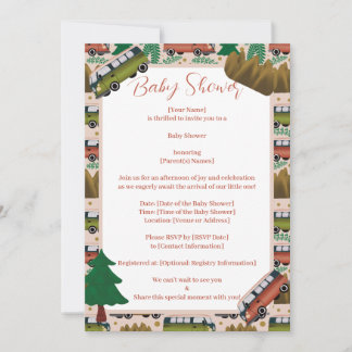 Invitation Woodland Camper Baby Girl Douche