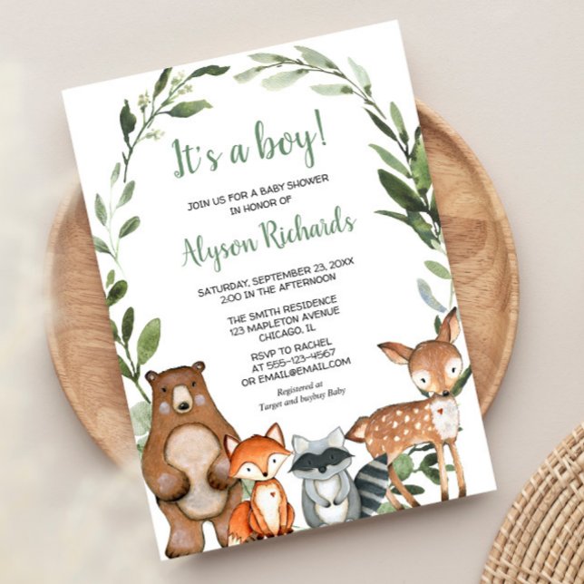 Invitation Woodland C'est un baby shower d'amis de la forêt (Créateur téléchargé)