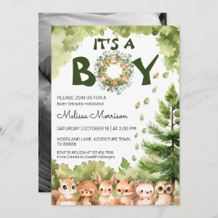 Invitation Woodland C'est un garçon Baby shower de verdure ru