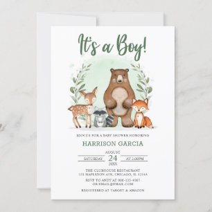 Invitation Woodland C'est un garçon forêt amis baby shower In
