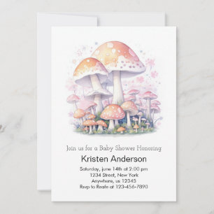 Invitation Woodland champignon Wonderland Girl Baby shower