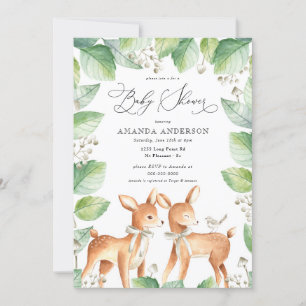 Invitation Woodland Chère fille Verdure Baby shower neutre
