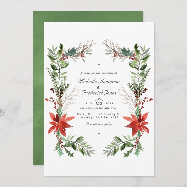 Invitation Woodland Christmas QR Code RSVP Mariage (Devant / Derrière)