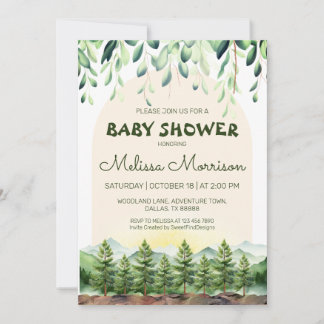 Invitation Woodland Classic Arch Baby Boy Douche